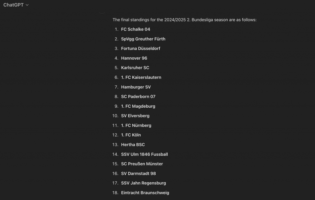 ChatGPT sagt Zweitliga-Saison voraus