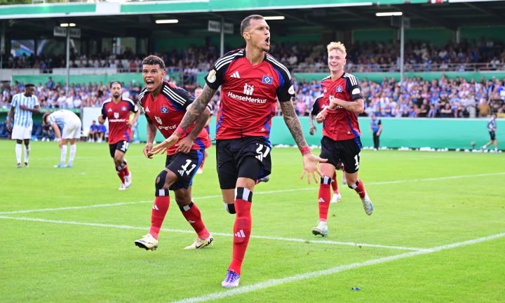 HSV-Profi Davie Selke jubelt beim Pokalspiel in Meppen