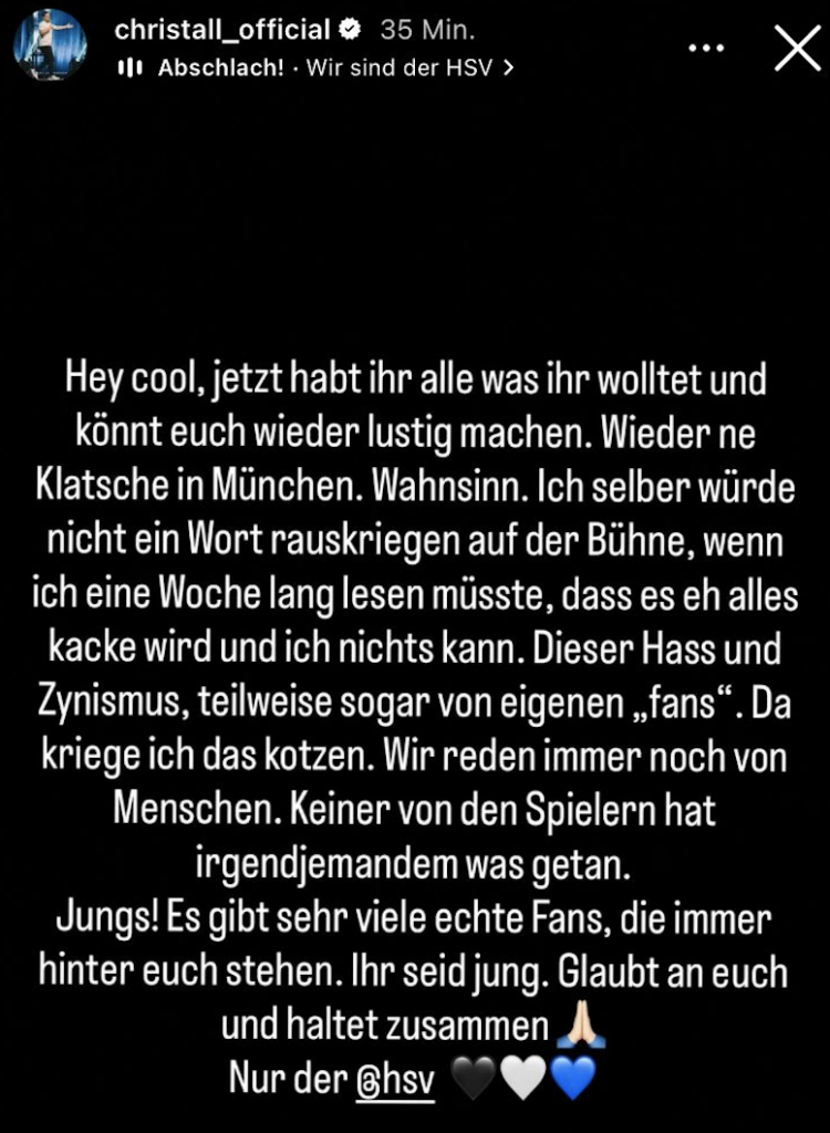 Die Instagram-Story von Comedian und HSV-Fan Chris Tall