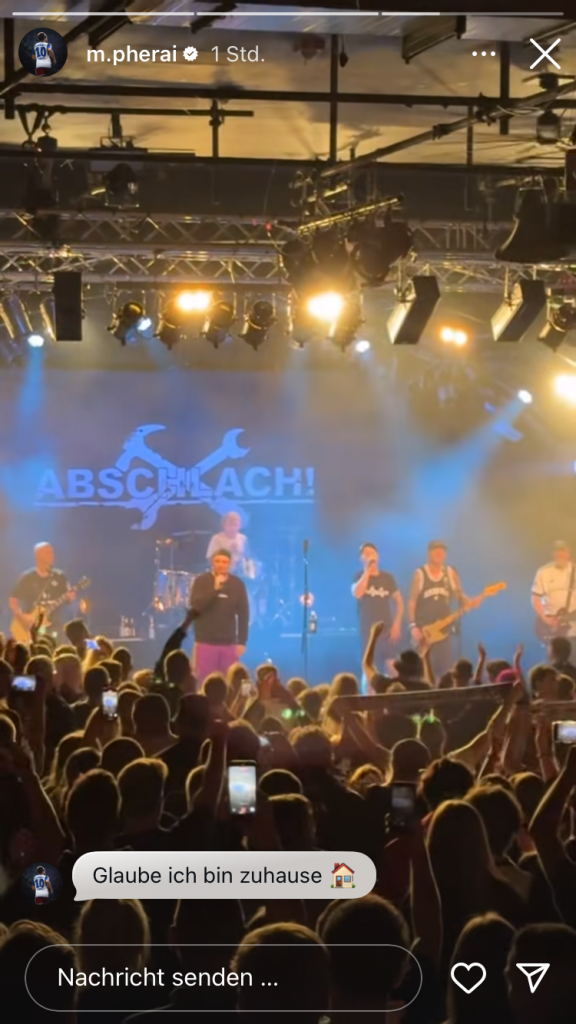 Immanuel Pherai postete mehrere Videos des Abschlach-Konzerts am Donnerstag. (Screenshot: Instagram / m.pherai)