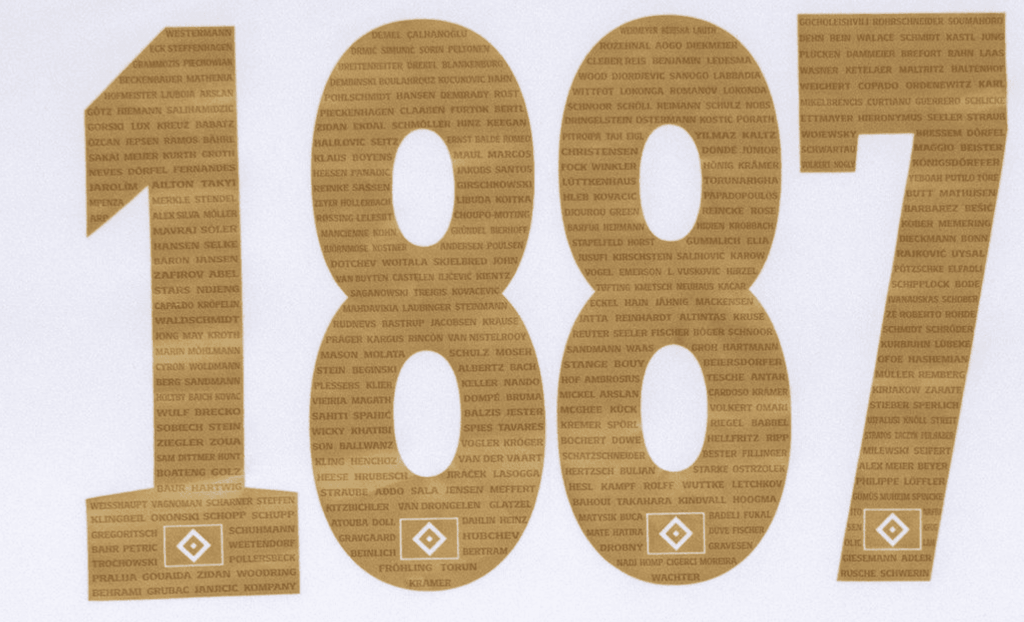 1887-Sonderflock auf dem HSV-Sondertrikot