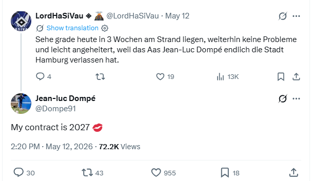 Jean-Luc Dompé antwortete auf den Post eines Fans.